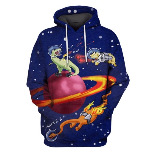 dinosaurs fight in space T-Shirts - Zip Hoodies Apparel GH110211 3D Custom Fleece Hoodies Hoodie S