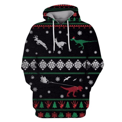 DINOSAURS IN CHRISTMAS DAY Custom T-shirt - Hoodies Apparel HD-UGL110213 3D Custom Fleece Hoodies Hoodie S