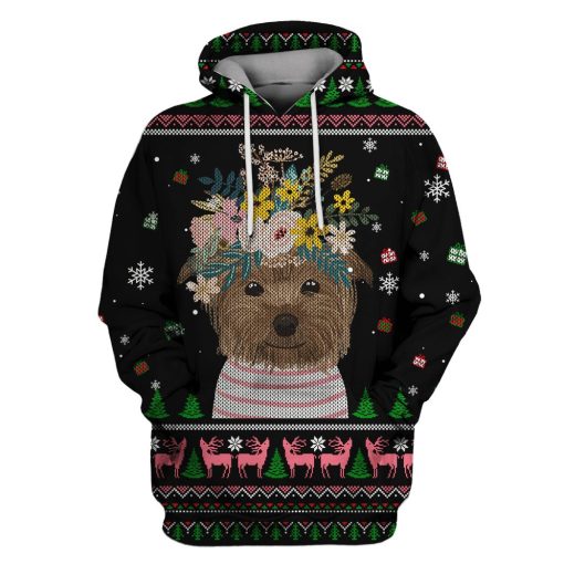 Dog with flowers Custom T-shirt - Hoodies Apparel HD-PET110230 3D Custom Fleece Hoodies Hoodie S