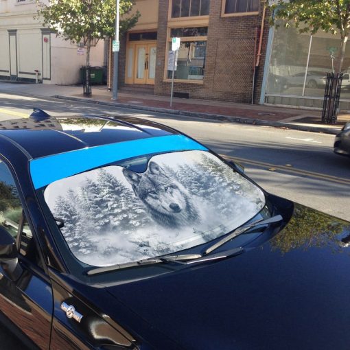 Gearhumans 3D Wolf Snow Car Auto Sunshade