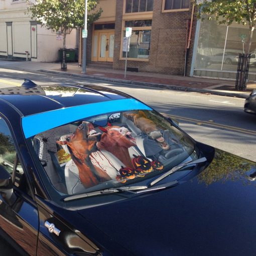 Gearhumans 3D Halloween Horses Family Custom Car Auto Sunshade - Image 5