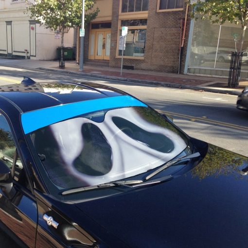 Gearhumans 3D Halloween Ghostface Mask Custom Car Auto Sunshade - Image 6