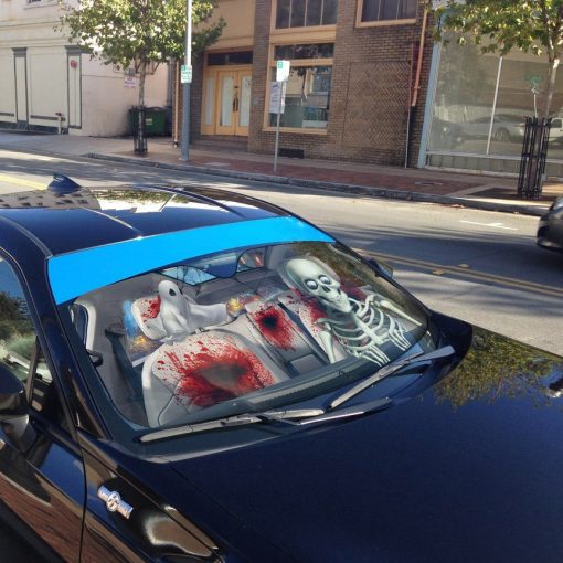 Gearhumans 3D Halloween Skeleton Blood Custom Car Auto Sunshade 6 Gearhumans 3D Halloween Skeleton Blood Custom Car Auto Sunshade - Image 6