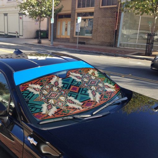 Gearhumans 3D Red Style Native American Car Auto Sunshade