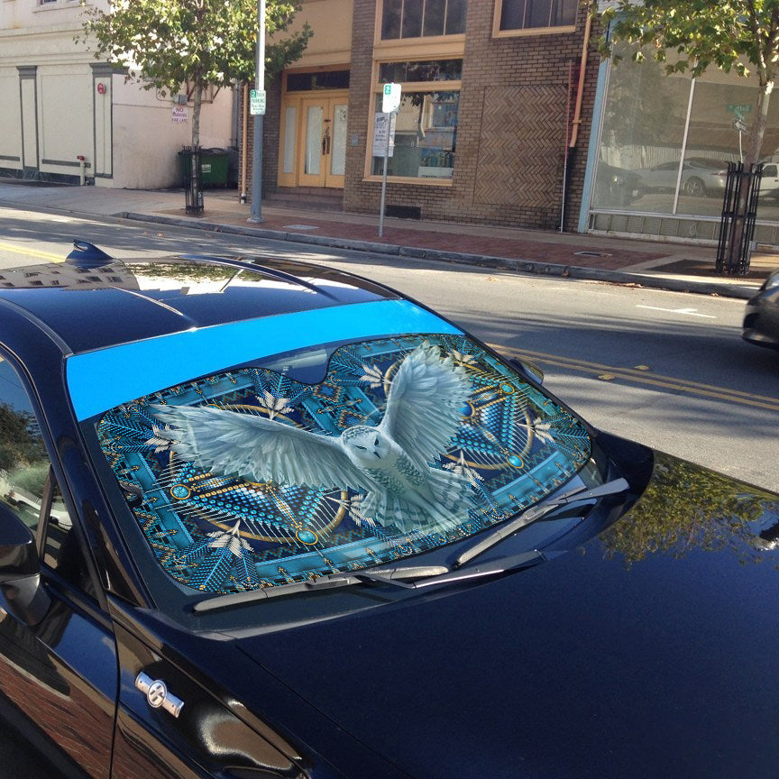 Gearhumans 3D Owl Native American Car Auto Sunshade 4 Gearhumans 3D Owl Native American Car Auto Sunshade - Image 4