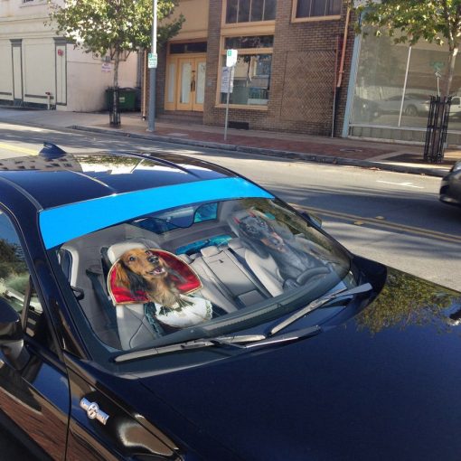 Gearhumans 3D Halloween Dachshund Dogs Vampire Custom Car Auto Sunshade - Image 6