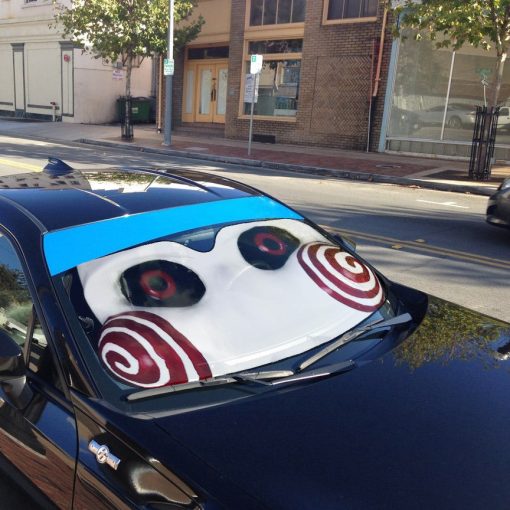 Gearhumans 3D SAW Billy The Puppet Mask Custom Car Auto Sunshade