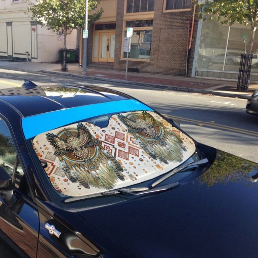 Gearhumans 3D Gold Owl Native American Car Auto Sunshade