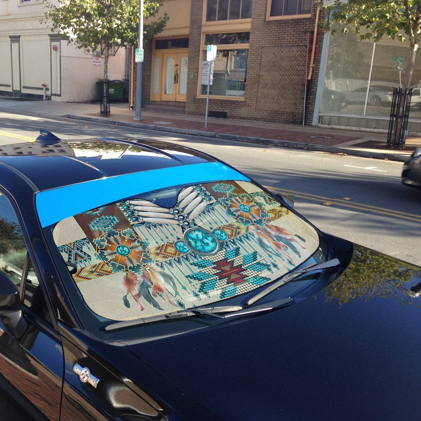 Gearhumans 3D Native American Pattern Car Auto Sunshade 5 Gearhumans 3D Native American Pattern Car Auto Sunshade - Image 5