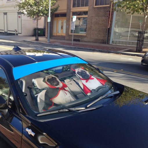 Gearhumans 3D Halloween Pug Dogs Vampire Custom Car Auto Sunshade