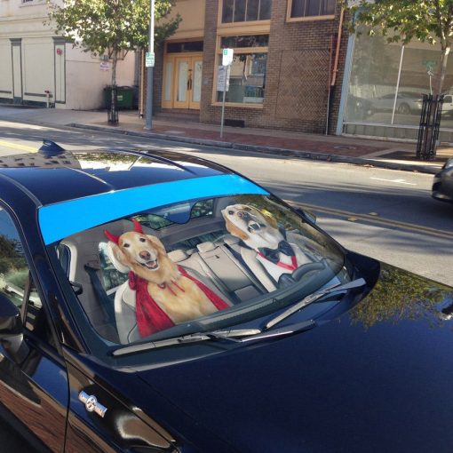 Gearhumans 3D Halloween Labrador Retriever Dogs Vampire Custom Car Auto Sunshade - Image 4