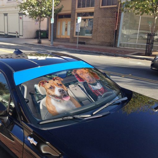 Gearhumans 3D Halloween Pitbull Dogs Vampire Custom Car Auto Sunshade