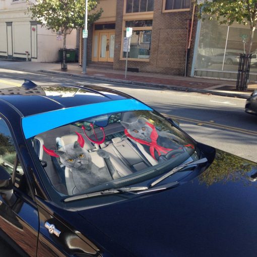 Gearhumans 3D Halloween British Shorthair Cats Vampire Custom Car Auto Sunshade - Image 4