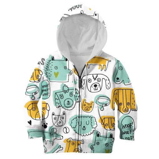 Dogs Say Woof Custom Hoodies T-shirt Apparel HD-PET110292K kid 3D apparel Kid Zip Hoodie S/6-8