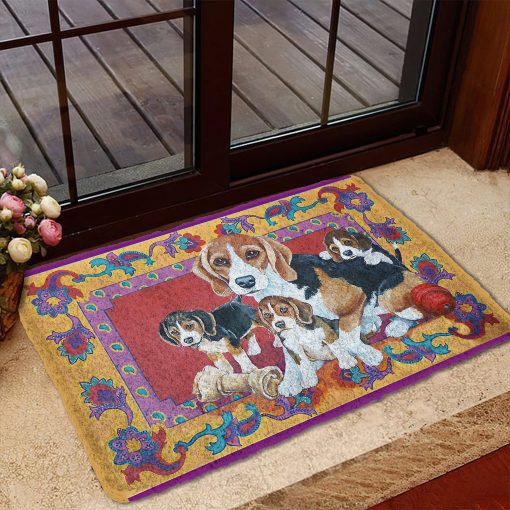 Gearhumans 3D Happy Beagle Custom Doormat - Image 2