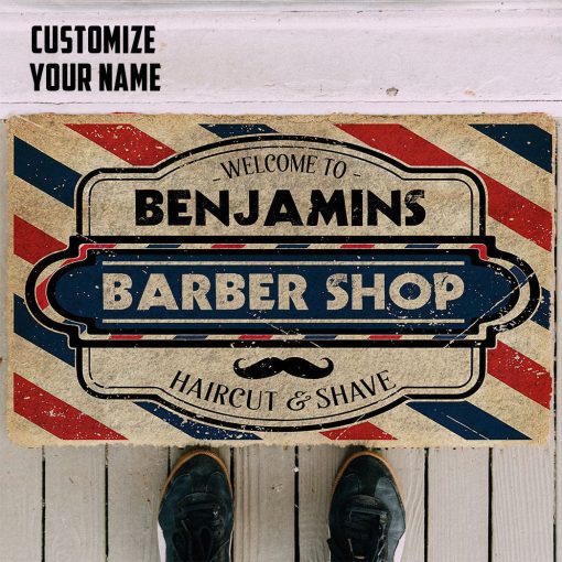 Gearhumans 3D Barber Shop Custom Name Doormat - Image 3