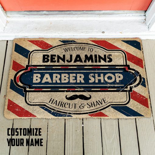 Gearhumans 3D Barber Shop Custom Name Doormat - Image 2