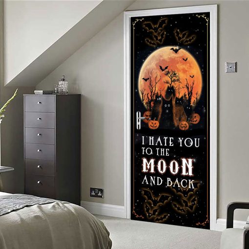 Gearhumans 3D Halloween I Hate You To The Moon And Back Custom Door Stickers