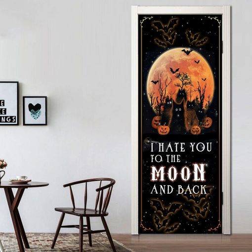 Gearhumans 3D Halloween I Hate You To The Moon And Back Custom Door Stickers