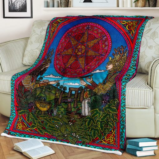 Gearhumans 3D Holly King and Oak King Custom Blanket - Image 3