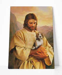 Gearhumans 3D Jesus Holding Beagle Dog Custom Canvas