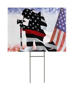 Gearhumans 3D Firefighter Patriot Day Custom Yard Sign