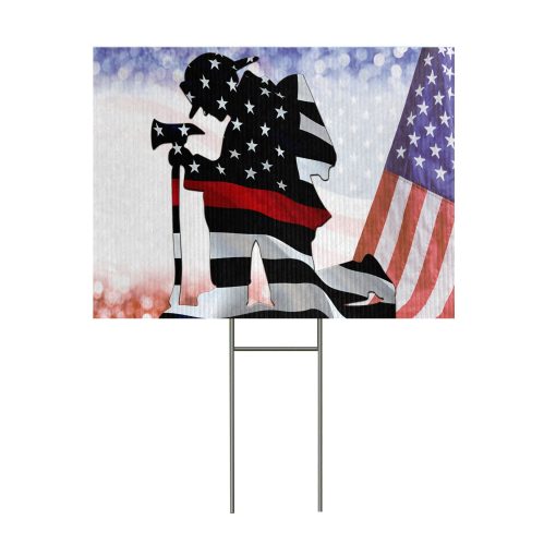 Gearhumans 3D Firefighter Patriot Day Custom Yard Sign