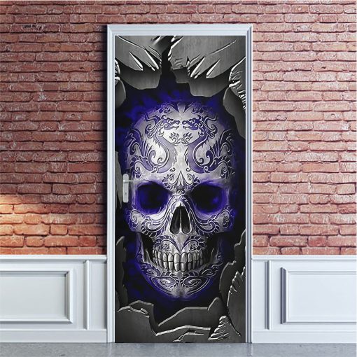 Gearhumans 3D Skull Dragon Tattoo Halloween Custom Door Stickers