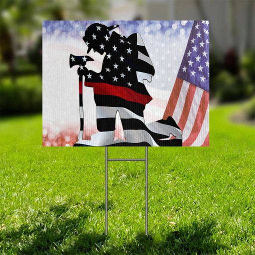 Gearhumans 3D Firefighter Patriot Day Custom Yard Sign - Image 2