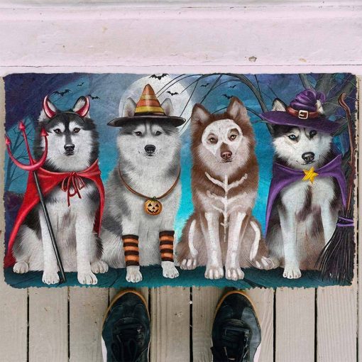 Gearhumans 3D Husky Halloween Custom Doormat - Image 3