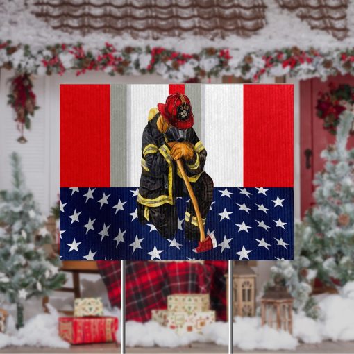 Gearhumans 3D Firefighter Patriot Day Custom Yard Sign - Image 3