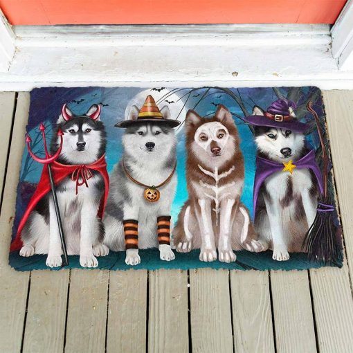 Gearhumans 3D Husky Halloween Custom Doormat - Image 2