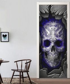 Gearhumans 3D Skull Dragon Tattoo Halloween Custom Door Stickers
