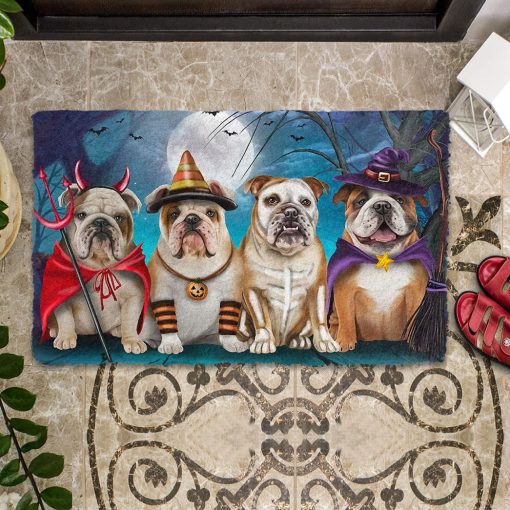 Gearhumans 3D English Bulldog Halloween Custom Doormat