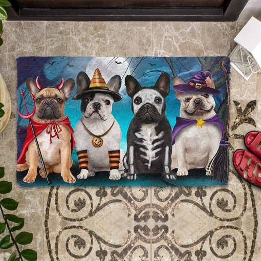 Gearhumans 3D French Bulldog Halloween Custom Doormat - Image 4