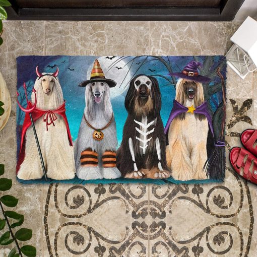 Gearhumans 3D Afghan Hounds Dog Halloween Custom Doormat - Image 4