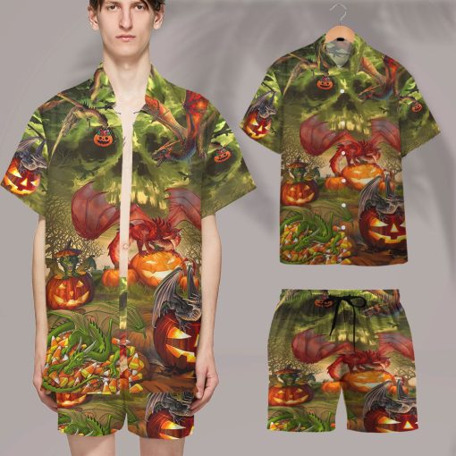 Gearhumans 3D Spooky Dragon Halloween Custom Hawaiian Shirt - Image 8