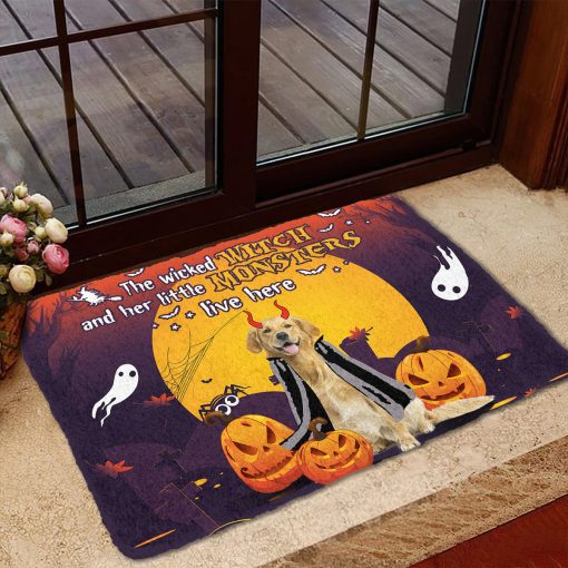 Gearhumans 3D Halloween The Wicked Witch And Her Monster Custom Doormat