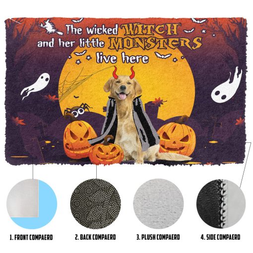 Gearhumans 3D Halloween The Wicked Witch And Her Monster Custom Doormat
