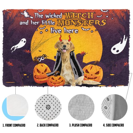 Gearhumans 3D Halloween The Wicked Witch And Her Monster Custom Doormat