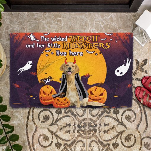 Gearhumans 3D Halloween The Wicked Witch And Her Monster Custom Doormat
