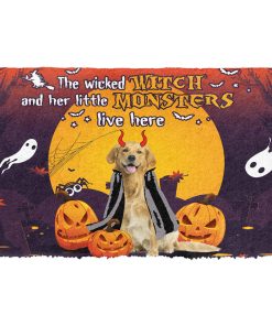 Gearhumans 3D Halloween The Wicked Witch And Her Monster Custom Doormat