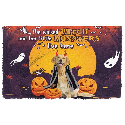 Gearhumans 3D Halloween The Wicked Witch And Her Monster Custom Doormat