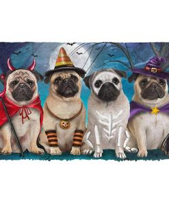 Gearhumans 3D Pug Dog Halloween Custom Doormat