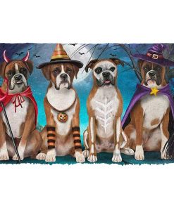 Gearhumans 3D Boxer Dog Halloween Custom Doormat