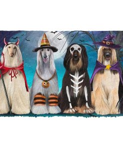 Gearhumans 3D Afghan Hounds Dog Halloween Custom Doormat