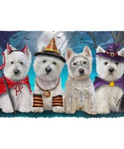 Gearhumans 3D Westie Dog Halloween Custom Doormat