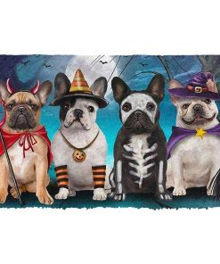Gearhumans 3D French Bulldog Halloween Custom Doormat
