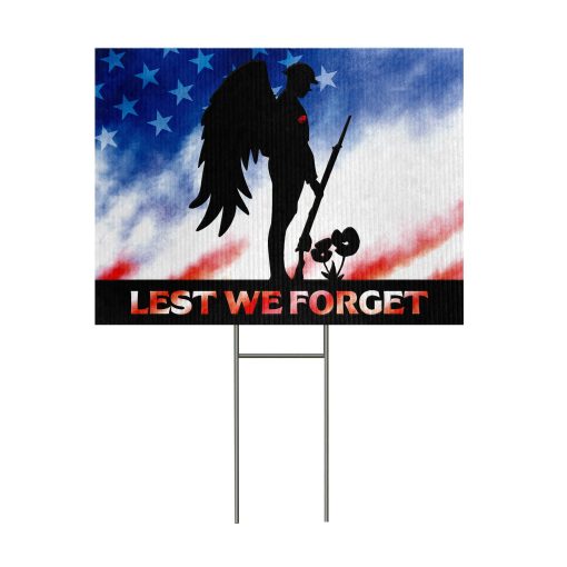 Gearhumans 3D Lest We Forget Patriot Day Custom Yard Sign