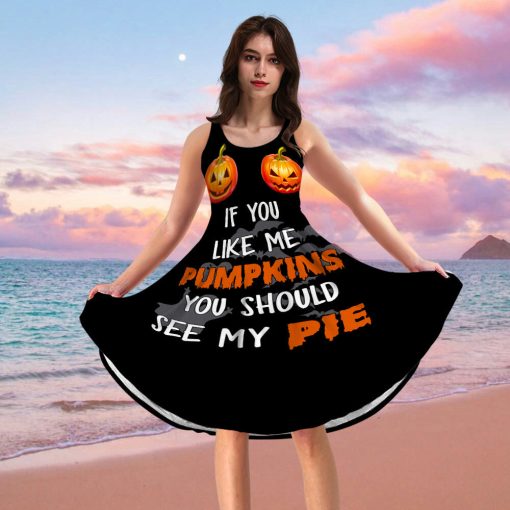 Gearhumans 3D If You Like Pumpkin Halloween Custom Women Dress - Image 3
